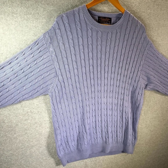 Brooks Brothers Sweater Women Large Purple Cable Knit Crew Long Sleeve Pullover - Picture 6 of 9
